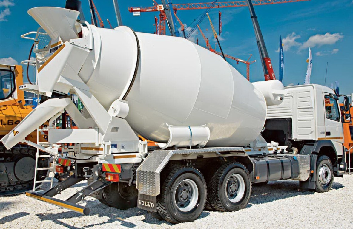 Concrete mixer truck delivering concrete for project in Titusville, FL