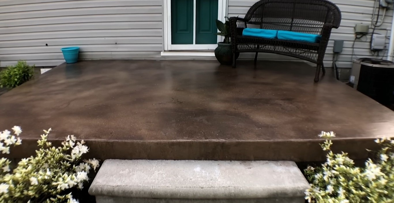 Low-maintenance concrete patio with stained finish in Titusville, FL
